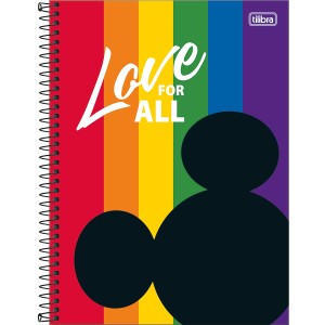 Caderno 1 Matéria Universitário Espiral Mickey Rainbow - Tilibra