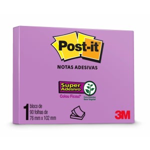 Bloco Notas Adesivas Post-it Roxo 76mm x 102mm 90 folhas - 3M