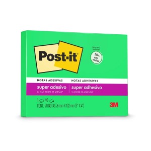 Bloco Notas Adesivas Post-it Verde Limão 76mm x 102mm 90 folhas - 3M
