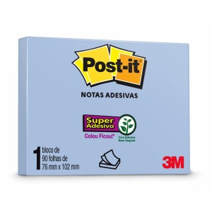 Bloco Notas Adesivas Post-it Azul Bell 76mm x 102mm 90 folhas - 3M