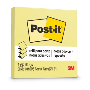 Bloco Notas Adesivas Post-it Refil Amarelo 76 mm x 76 mm 100 folhas - 3M