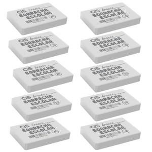 Borracha Escolar Branca Grande nº20 - Kit c/ 10 Unidades - Cis