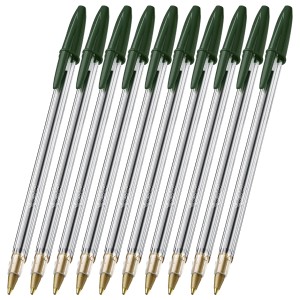 Caneta BIC Ponta Média 1.0mm Verde – Kit com 10 Unidades