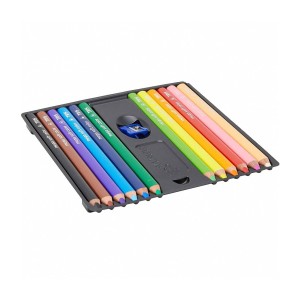 Lápis de Cor Jumbo Tris 2 em 1 – 12 Cores + Apontador