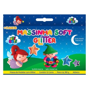 Massinha Modelar Soft Glitter 12 Cores - Uti Guti