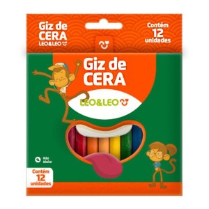 Giz de Cera 12 Cores - Kit com 12 Caixinhas - Leo&Leo