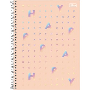 Caderno 1 Matéria Universitário Espiral Laranja Pastel Happy - Tilibra
