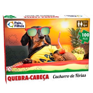Quebra-cabeça 100 peças Cachorro de Férias - Pais & Filhos