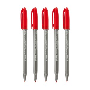 Caneta Marcador Retro Projetor 2.0 Vermelha - Kit c/ 5 Unidades - Pilot