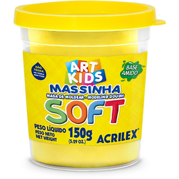 Massinha Amarela Limão 150g Soft Art Kids - Acrilex