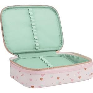 Estojo Box Académie Coração Metalizado Rosa - Tilibra