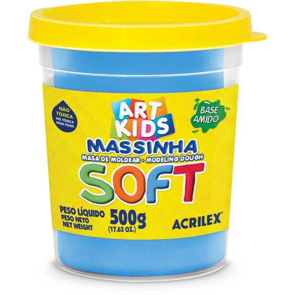 Massinha Azul 500g Soft Art Kids - Acrilex